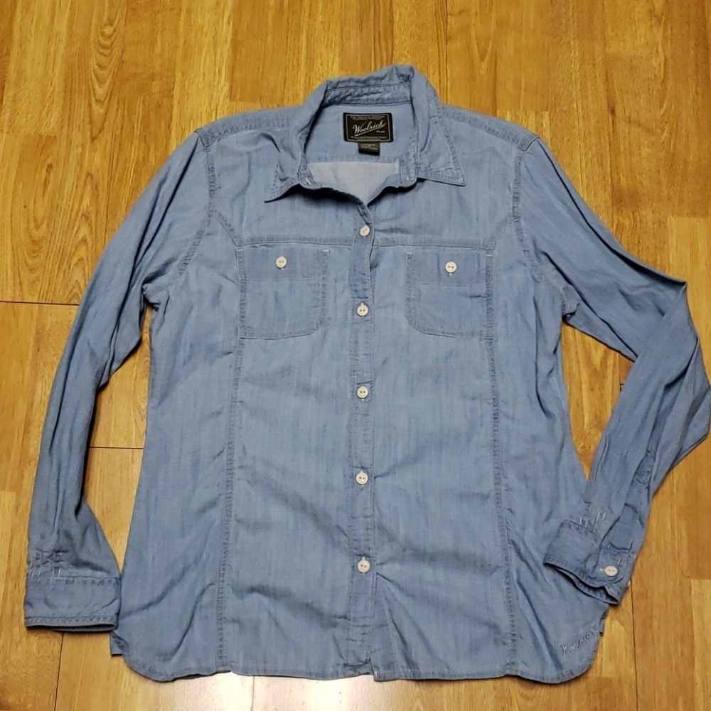 Woolrich cotton chambray button down sz med - Picture 1 of 4